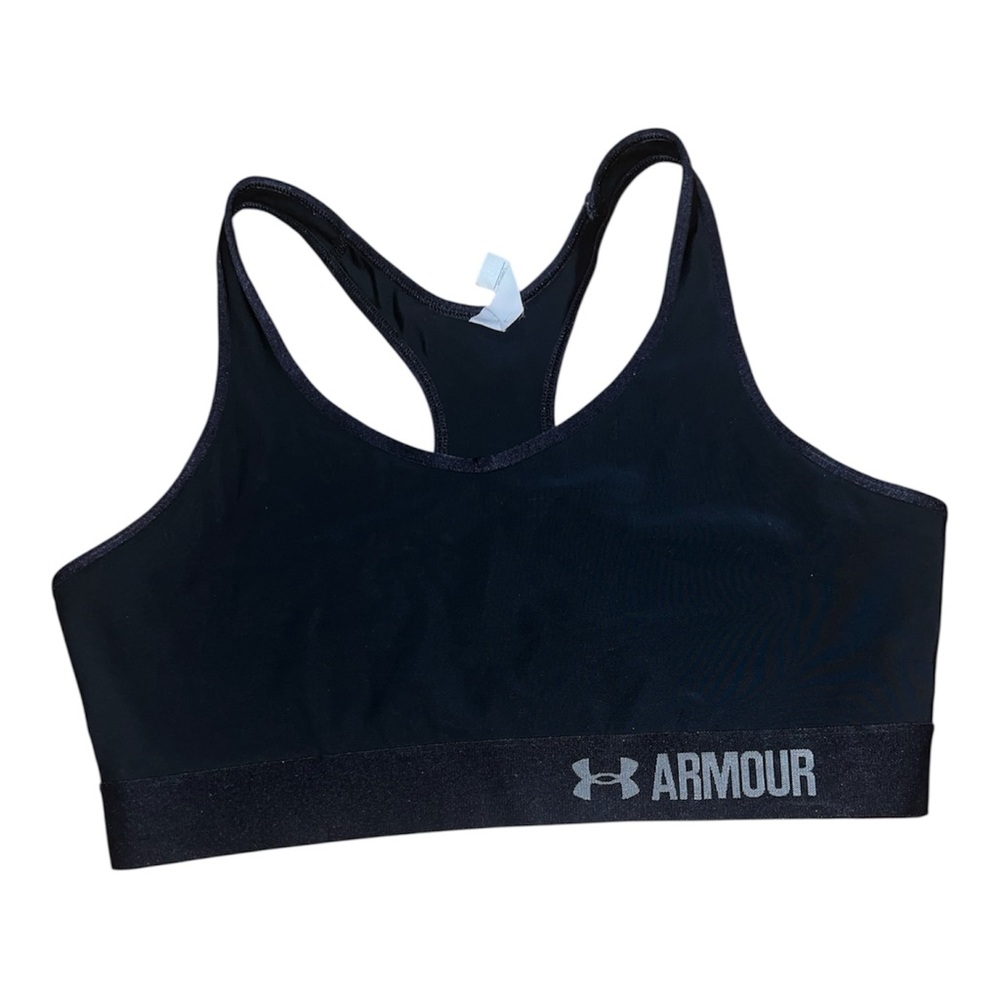 Under Armour Mid-Impact Compression Sports Bra - Black - Size Large